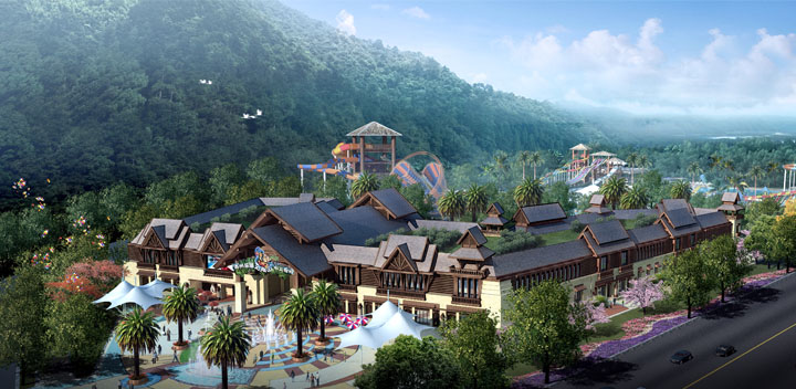 蘇州樂園森林水世界以森林為主題設(shè)計(jì)的綜合樓